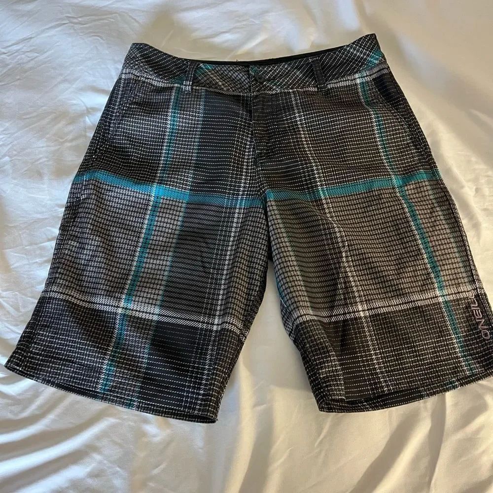 O’Neill Hybrid Plaid Board Shorts sz 31 EUC